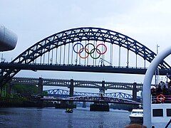 The Olympic rings on the bridge