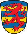 Gemeinde Marxheim Fünfmal geteilt von Blau und Gold mit aufgelegtem roten Panther.