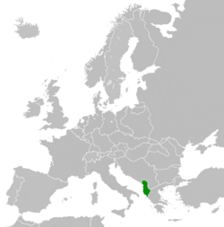 Location of Albania in July, 1945.