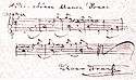 Die ersten Takte des „Donauwalzers“, Handschrift von Johann Strauss, 1867