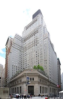 Photograph of 23 Wall Street, with 15 Broad Street behind it
