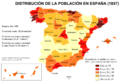 Bevölkerungsdichte in Spanien 1857