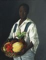 Agustín Arrieta, El Costeño. Private collection. The painting shows a boy from the coast, likely Veracruz, holding a basket of fruits including mamey, tuna and pitahaya