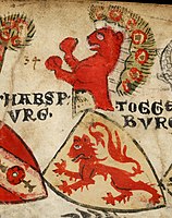 Stammwappen der Habsburger in der Zürcher Wappenrolle um 1340