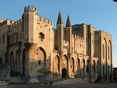 The façade of the Palais des Papes in Avignon (1252–1364)