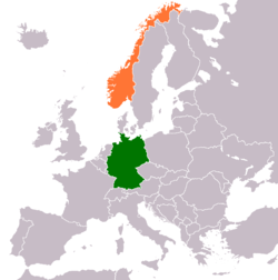 Map indicating locations of Germany and Norway
