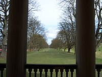 The Column to Liberty can be seen from the porch of Gibside Chapel