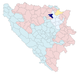 Location of Gračanica within Bosnia and Herzegovina.