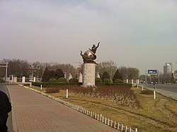 Statue along Guanghua Road, northwest of the subdistrict, 2011