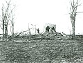 Soldiers stand next to a completely destroyed Henry House in 1862