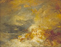 J. M. W. Turner, A Disaster at Sea (also known as The Wreck of the Amphitrite), c. 1833-35, 171.5 cm × 220.5 cm, Tate, London. Turner probably saw Géricault's painting when it was exhibited in London in 1820.