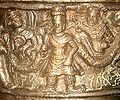 Detail of Kanishka, surrounded by the Sun-God and the Moon-God.