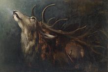 Sterbender Hirsch (Dying Deer), oil on canvas, 98.5 x 150 cm, before 1913