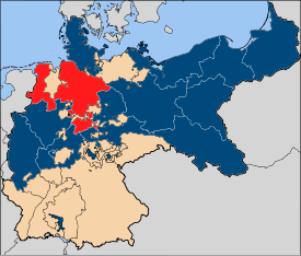 Rot: Lage der Provinz Hannover