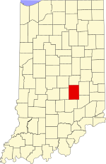 Map of Indiana highlighting Shelby County
