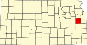 Map of Kansas highlighting Franklin County