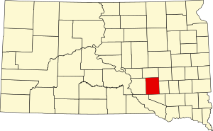 Map of South Dakota highlighting Aurora County