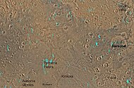 Map of Mare Tyrrhenum quadrangle. Tyrrhena Patera is a major volcano with pit craters.