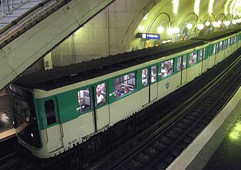 MP 59 rolling stock on Line 4 at Cité