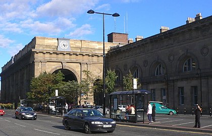 Newcastle Station, showing the portico added in 1863