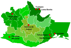 Major cities of Oaxaca
