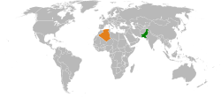 Map indicating locations of Pakistan and Algeria