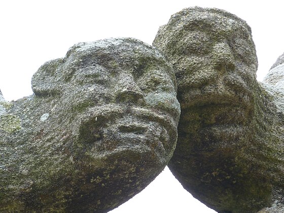 Two of the church's gargoyles. Sadly they are much worn by the elements.