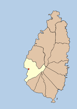 Political map of Saint Lucia showing Soufrière