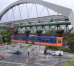 A GTW 72 train crossing an intersection