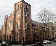 Strong Place Baptist Church by Minard Lafever, later St. Francis Cabrini Roman Catholic Chapel, now apartments (1851–52)