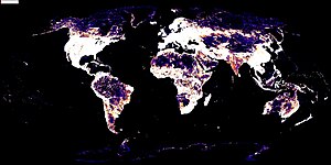 Weltweite Verteilung von 10 Millionen Einträgen auf www.geonames.org (Stand: Mitte 2015)