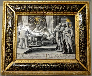 Psyche and Amour at the table, Enamel by Léonard Limosin (1543)