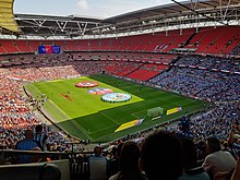 Wembley Stadium before the 2018 EFL League Two play-off final