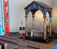 The altar with ciborium at All Saints Anglican church, Bristol, England