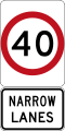 Narrow Lane Speed Limit (used in New South Wales)