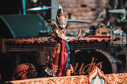 Wayang golek (3D wooden puppet), Gatot Kaca, Indonesia in 2017.