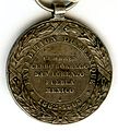 Reverse of the Commemorative medal of the Mexico Expedition