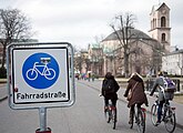 Die einzige Fahrradstraße ohne Freigabe für andere Verkehre, die Erbprinzenstraße