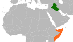 Map indicating locations of Iraq and Somalia