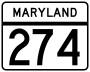 Maryland Route 274 marker