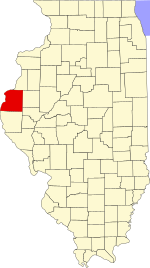 Map of Illinois highlighting Hancock County