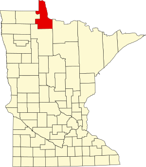 Map of Minnesota highlighting Lake of the Woods County