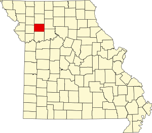 Map of Missouri highlighting Caldwell County