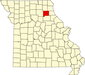 Map of Missouri highlighting Shelby County