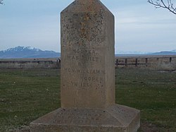 Monument at the site of the first house built in Hooper in 1854