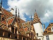 The polychrome roofs of the Hospices of Beaune