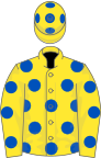 Yellow, royal blue spots