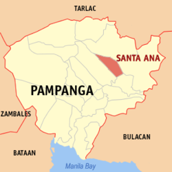 Map of Pampanga with Santa Ana highlighted