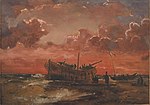 A Wreck on Jutland's West Coast at Sunset (1847)