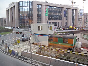 Above ground works, during winter 2011. The Europa building is under construction in the background.